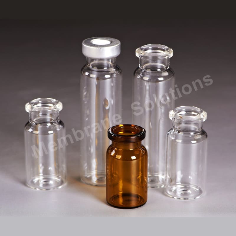 Виалы с обжимным горлом, объем 20 мл, светлое стекло, 100 шт/уп, Membrane Solutions